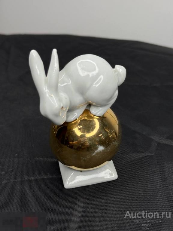 Статуэтка Заяц. Фарфор, позолота, Германия, винтаж