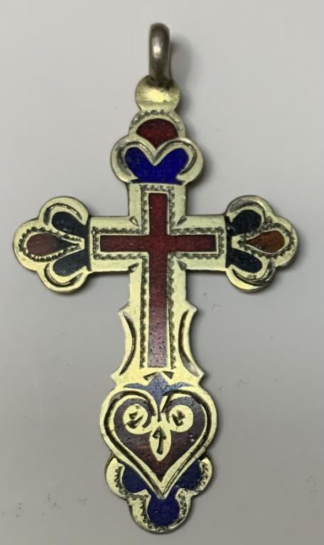 крест нательный серебро 84 пробы эмаль