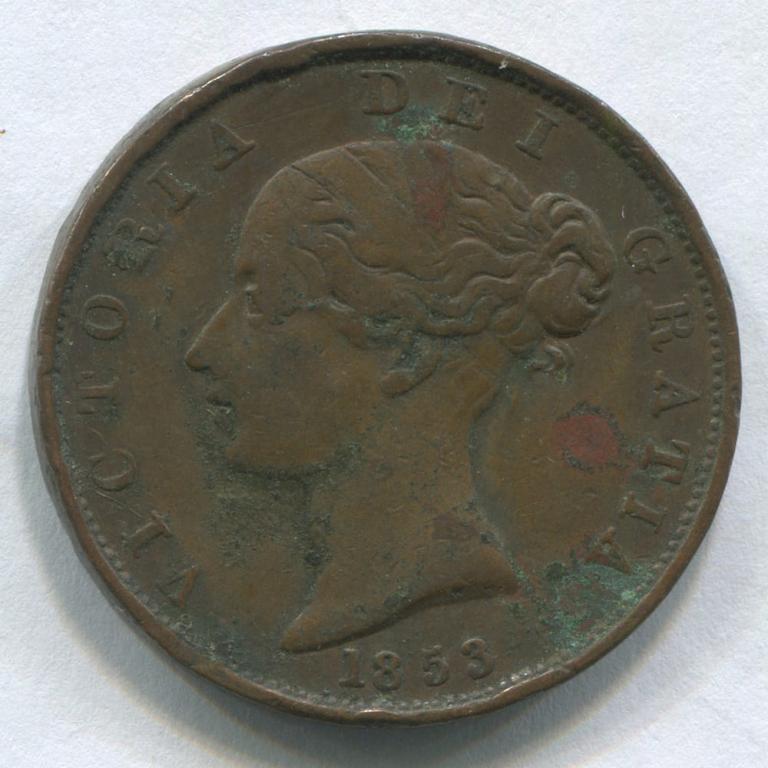 АНГЛИЯ 1/2 ПЕННИ 1853 GF