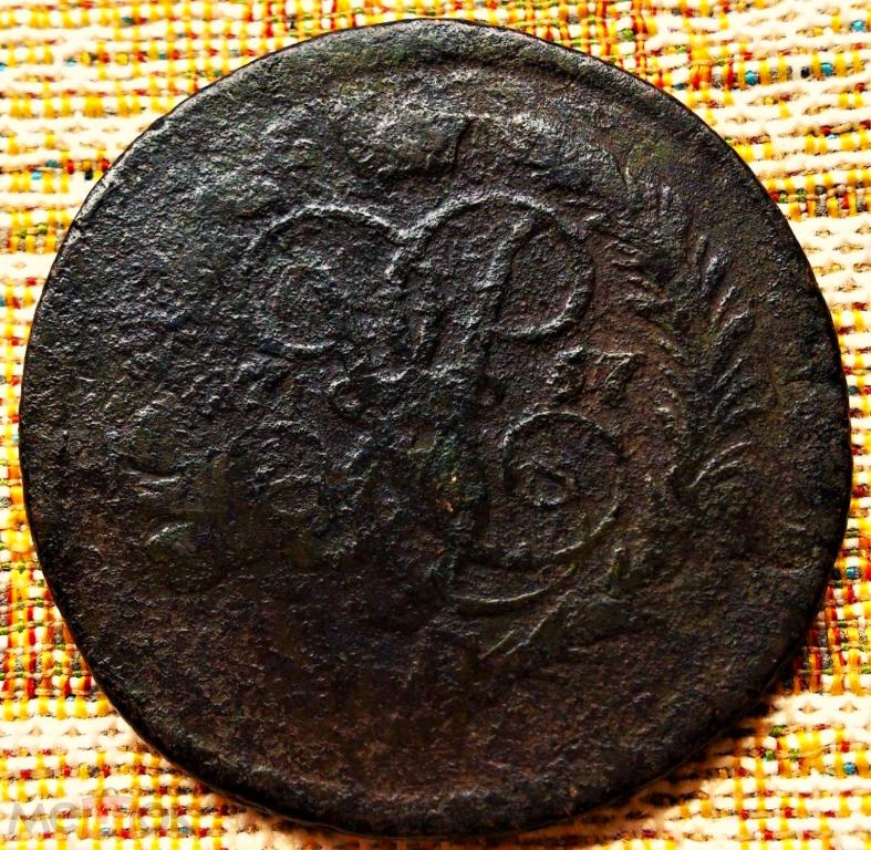 2  КОПЕЙКИ  1757 г.  ПЕРЕЧЕКАН  С  ОБЛАЧНИКА  1756 .  ГУРТ  СЕТКА .  ОРИГИНАЛ . № 375