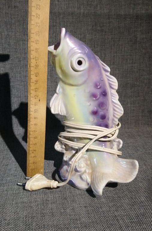 Рыба статуэтка ночник лампа фарфор Германия винтаж
