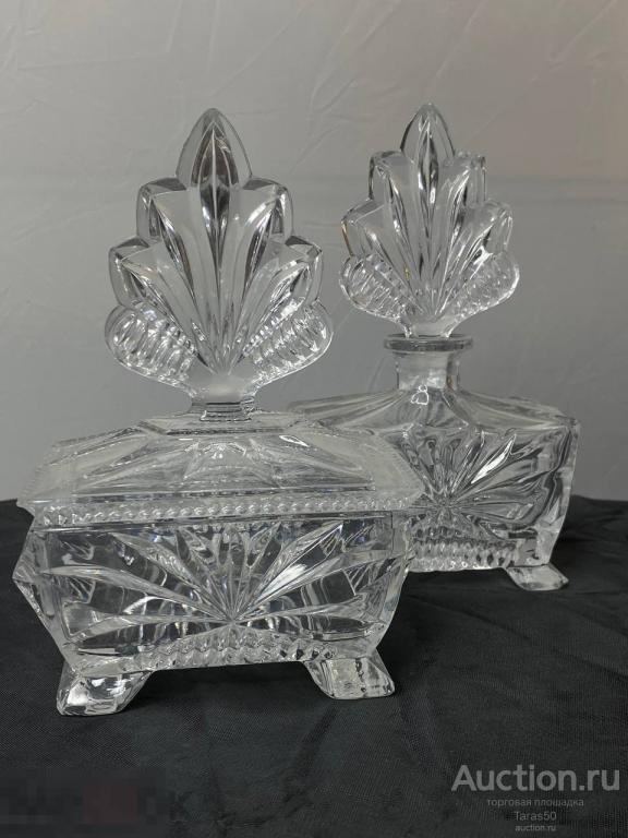 Хрустальный парфюмерный набор. СССР. Хрусталь. Богемия. Алмазная грань