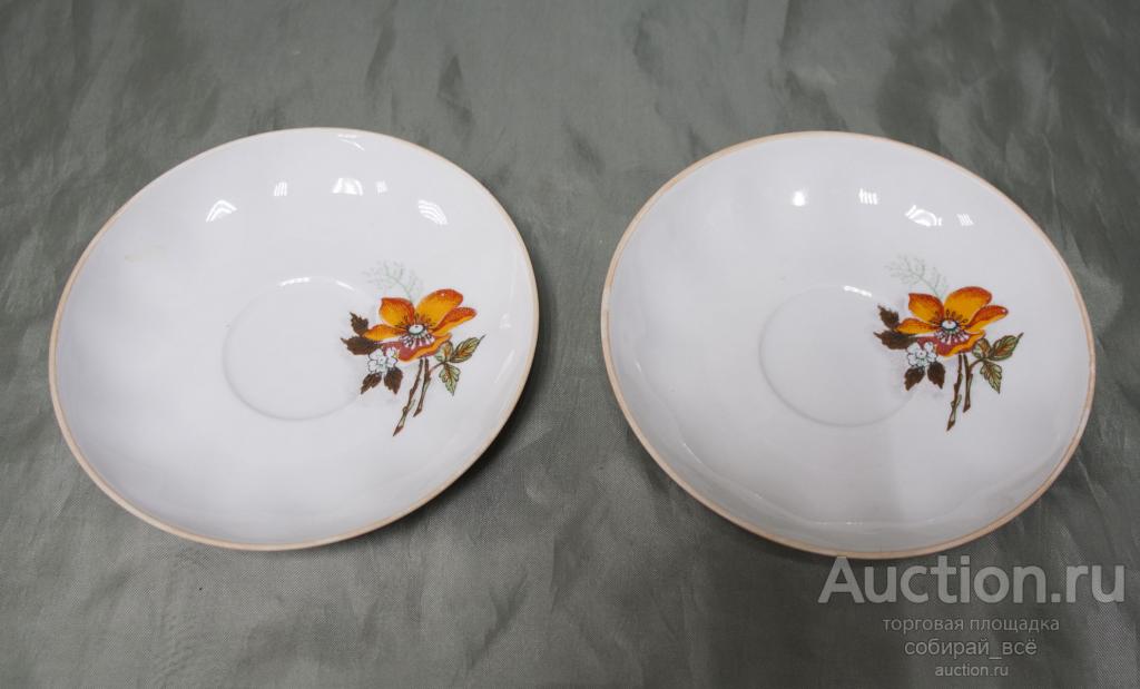 Набор Блюдца 2 шт кофейные Цветы, диаметр 11,8 см, Дулево  (48)