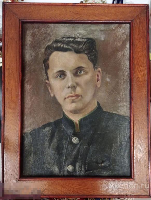 Портрет железнодорожника 1930-е годы. Неизвестный художник.Холст, масло. Родная рама.
