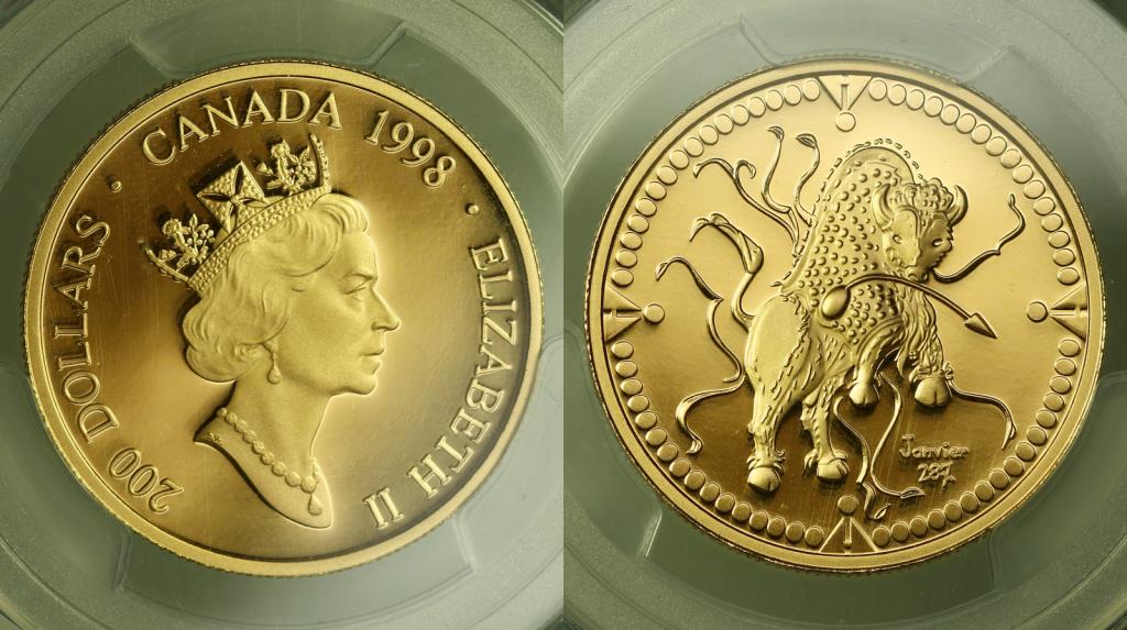 Канада. Елизавета II. 200 долларов 1998 года. Proof В слабе PCGS PF69DCAM. 118123