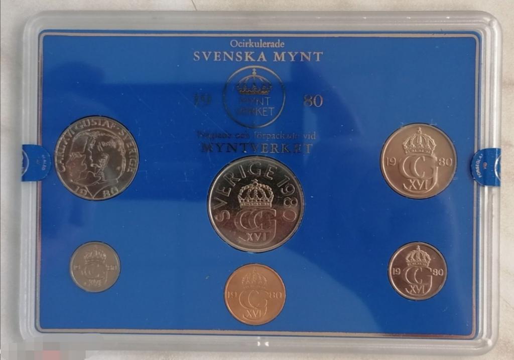 Швеция. Годовой набор 1980 года. UNC. Слаб

