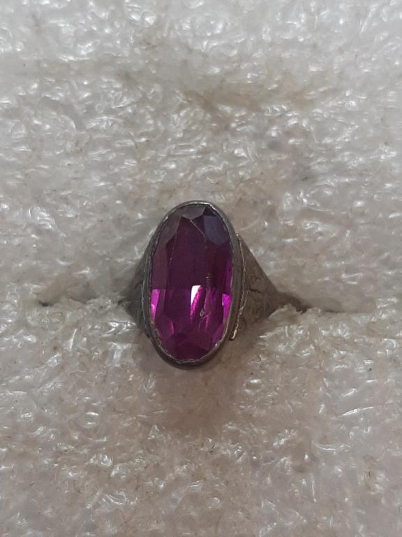 КОЛЬЦО СИРЕНЕВЫЙ КАМЕНЬ СЕРЕБРО 875 ПРОБА СССР