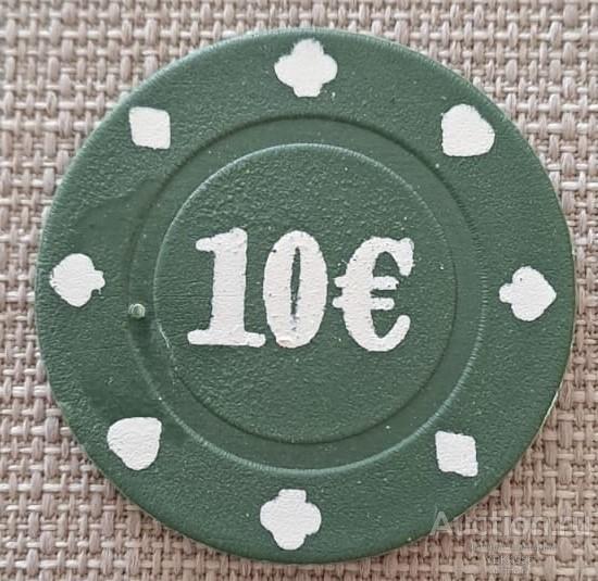 Фишка казино (игровой жетон) для покера 10€- евро POKER CLUB