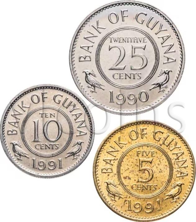 Гайана набор 3 монет 1990 1991 UNC 98821