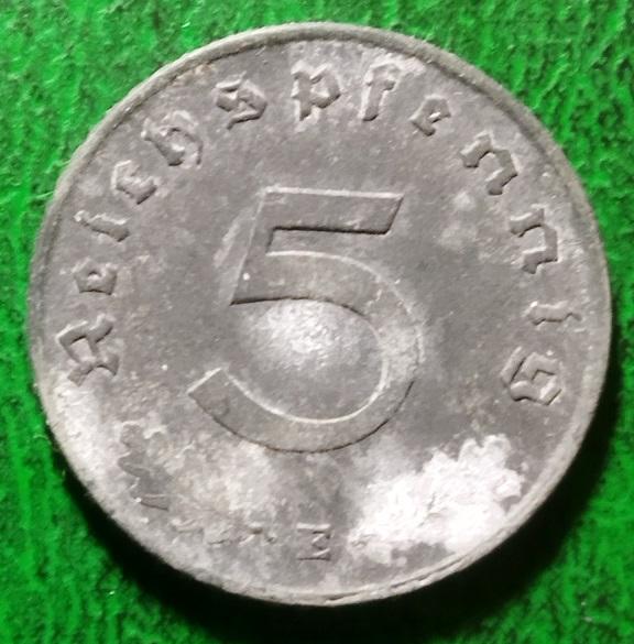 Германия 3й Рейх 5 пфенниг 1941 год монета