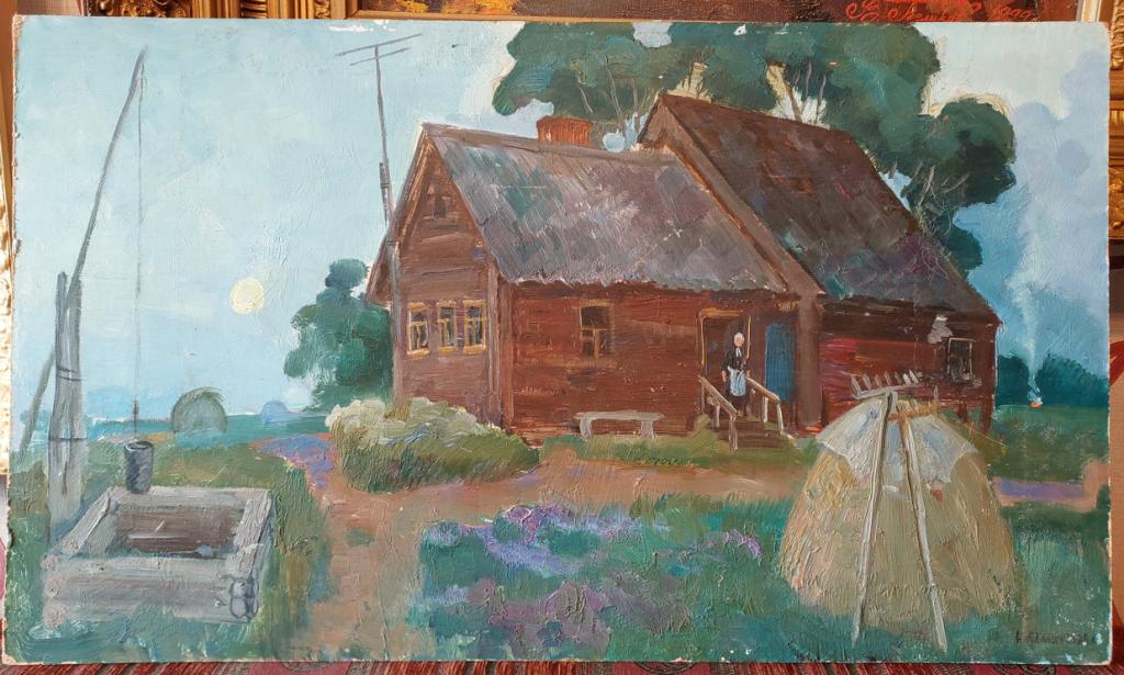 Картина масло оргалит старая.Калашникова