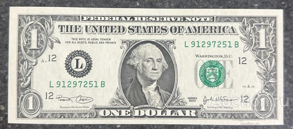 США 1 ДОЛЛАР 2003 12L ( КАЛИФОРНИЯ ) БЛОК (L-B) 'UNC!!!' (СМ.ФОТО)