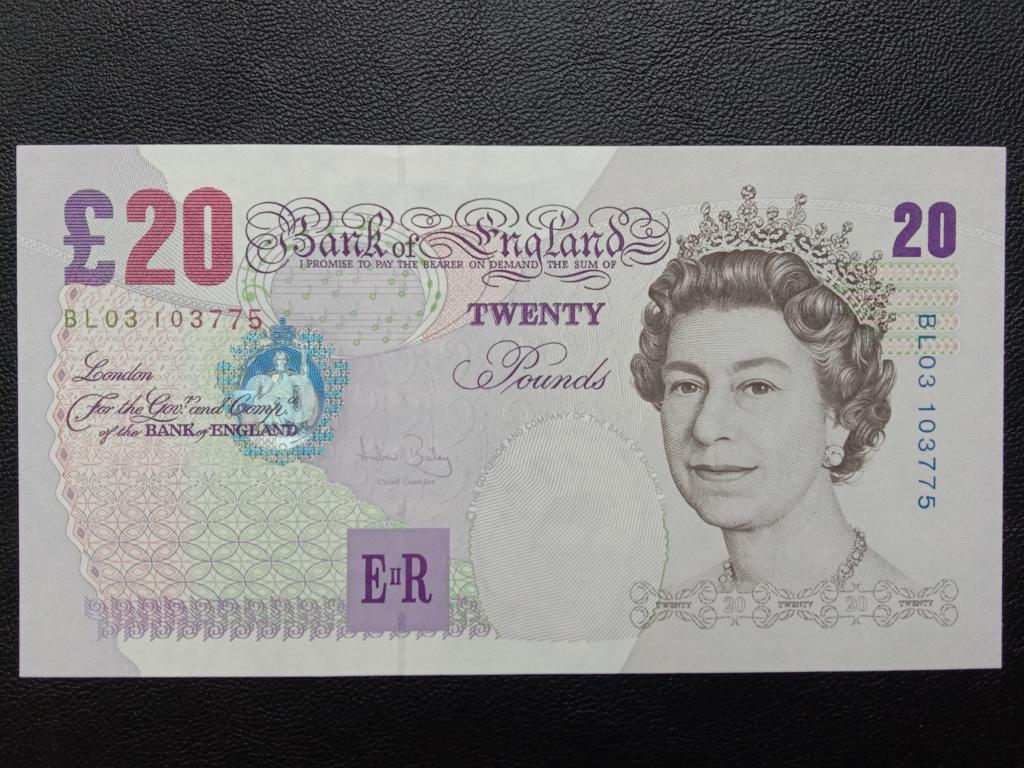 Великобритания 20 фунтов 2004г.     UNC    Р.390b