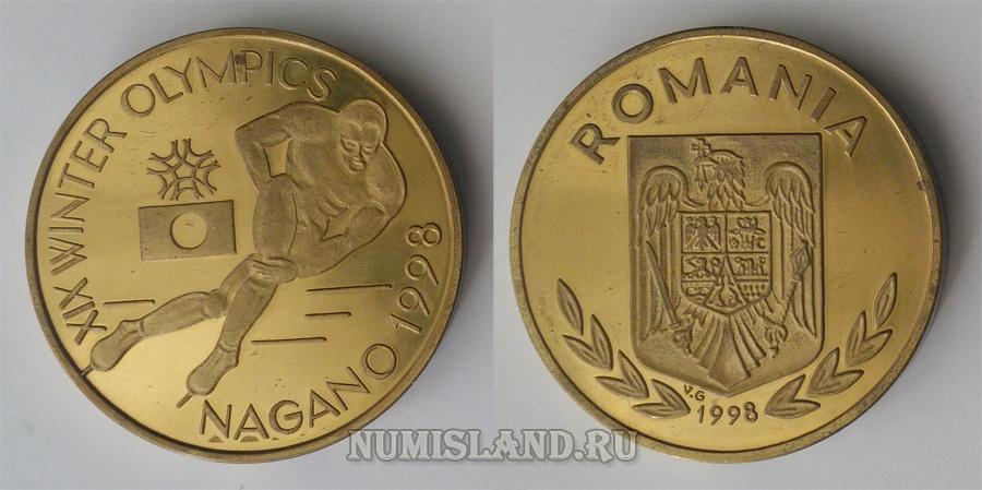 Румыния 100 лей 1998 PIEDFORT Олимпиада коньки Proba