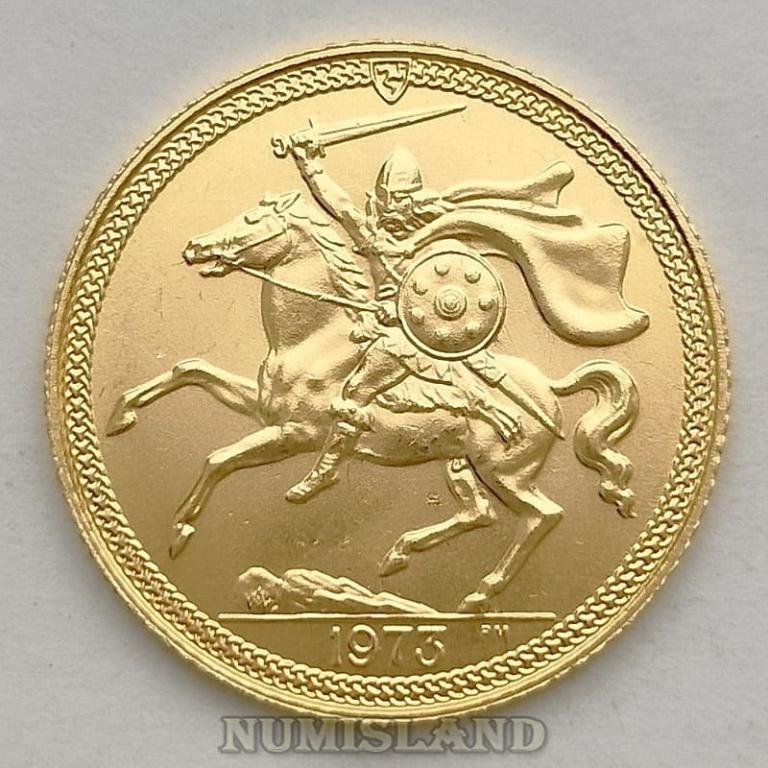 Остров Мэн 1/2 соверена фунта UNC Всадник рыцарь золото