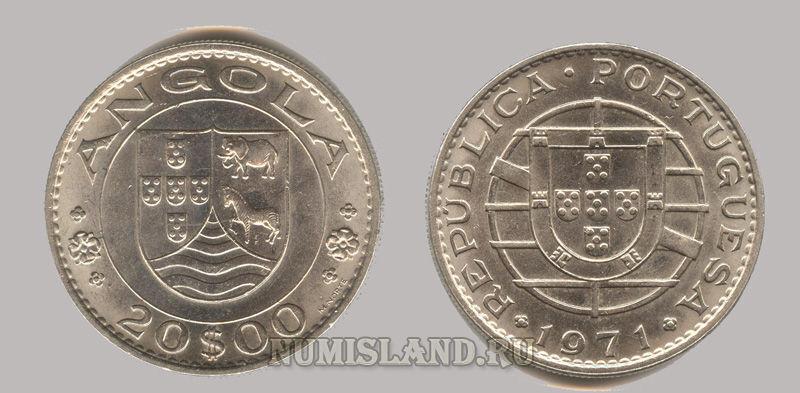 Ангола 20 эскудо 1971 UNC Португальская