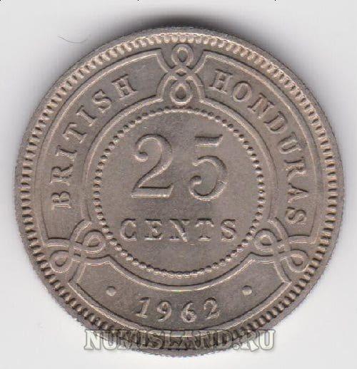 Британский Гондурас 25 центов 1962 UNC