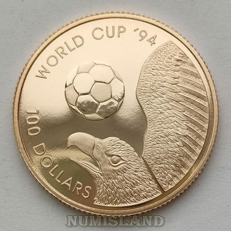 Тувалу 100 долларов 1994 PROOF Футбол Чемпионат Мира в США золото
