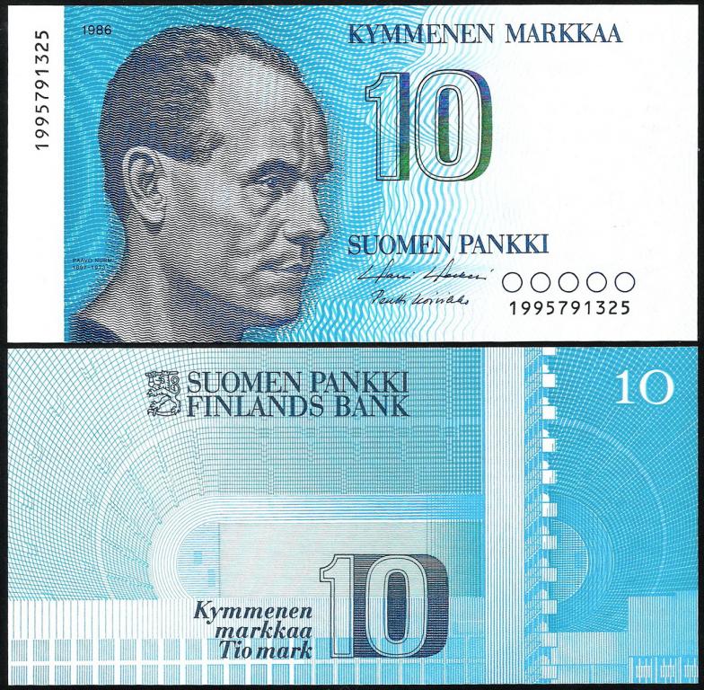 Финляндия 10 марок 1986 год. UNC