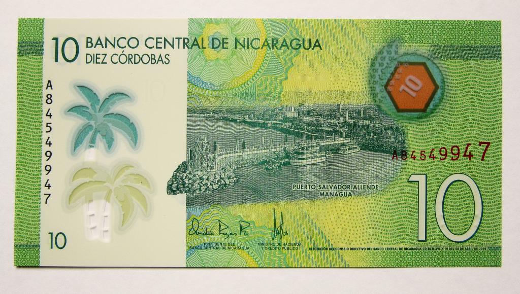 Никарагуа 10 кордоба 2014 г. полимер UNC