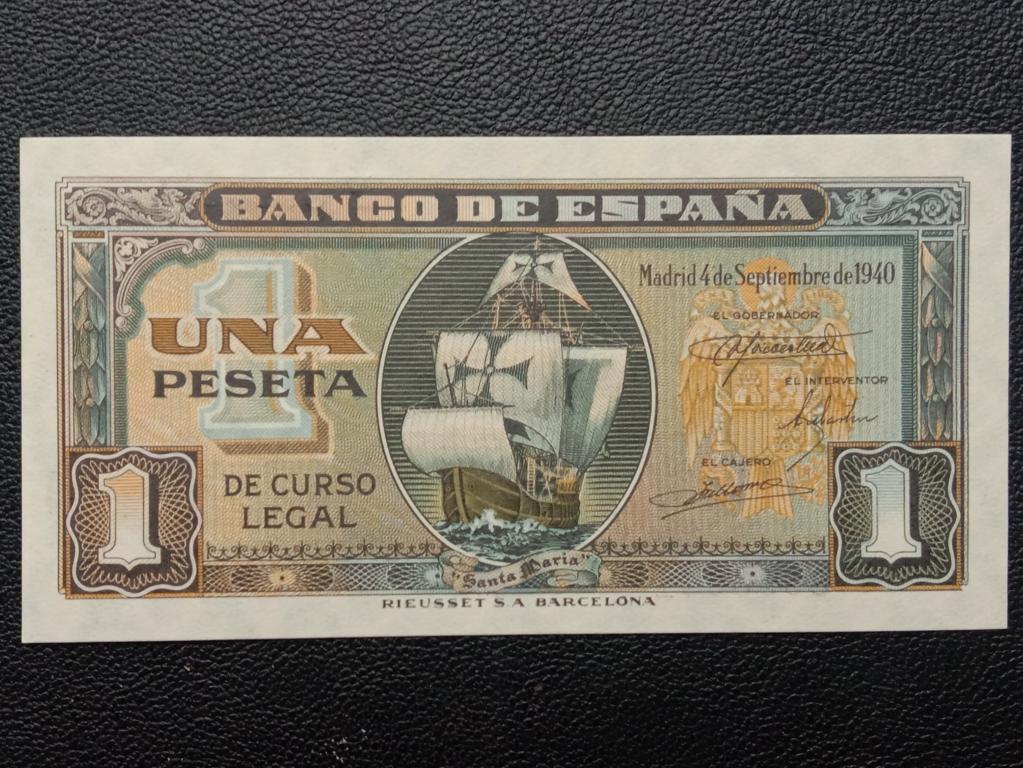 Испания 1 песета 1940г.    UNC     Р.122