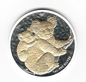 Австралия Коала Елизавета 1 доллар 2008 серебро 31,1 гр золото капсула