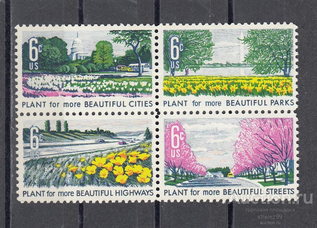 USA  США  1969  Флора Цветы Деревья Сцепка   Сост** MNH