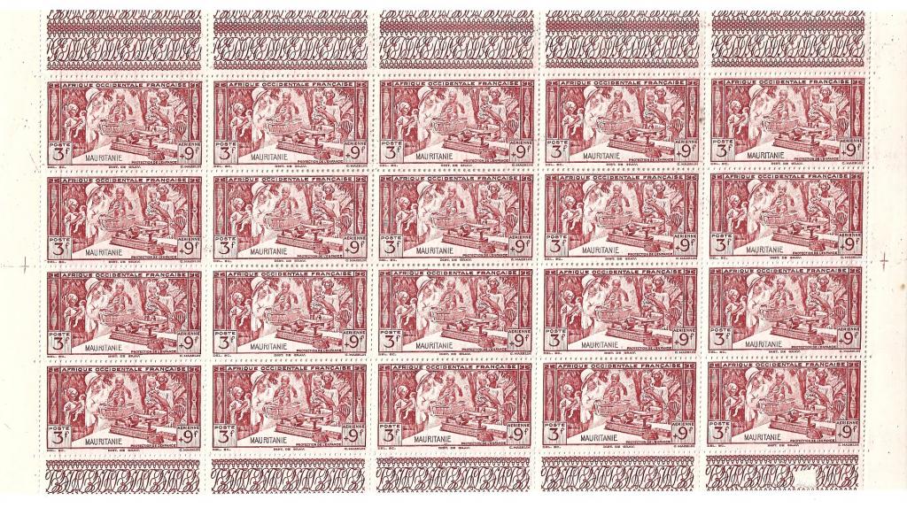 1942  МАВРИТАНИЯ  воздушная почта ЛИСТ колония Франция авиация авиапочта