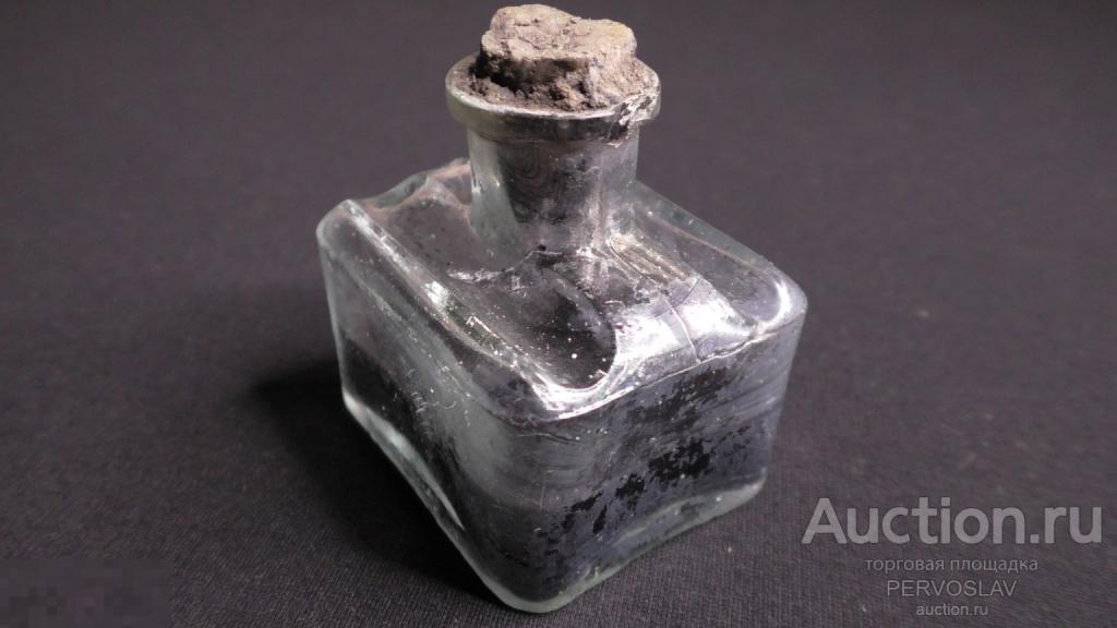 Старинная немецкая чернильница, стекло, крышка. Целая. Блиндаж, 3 рейх. Оригинал!