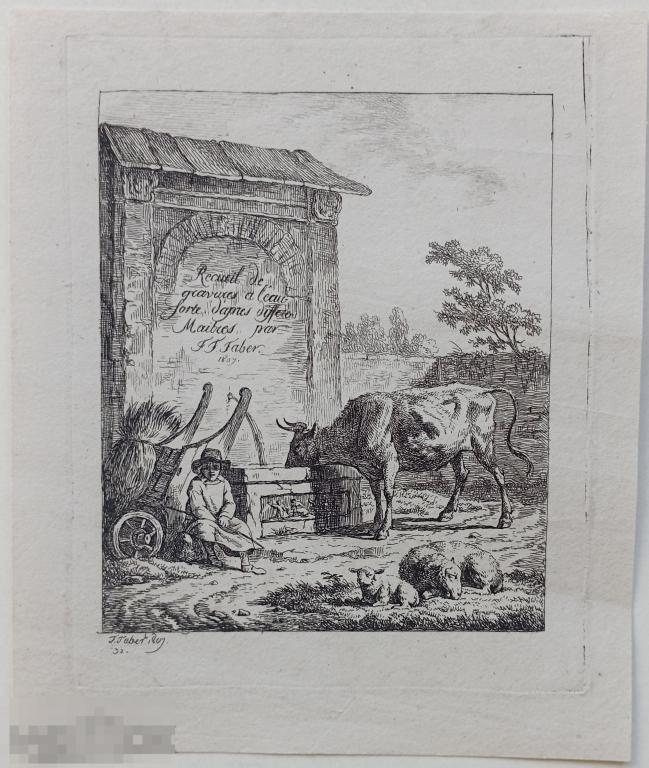 Гравюра 19 век Офорт Жанровая Живопись Бельгия