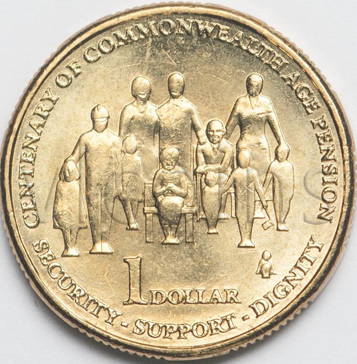Австралия 1 доллар 2009 100 лет пенсионному фонду aUNC 64031