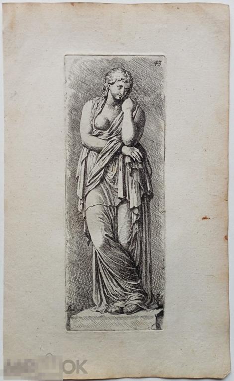 Туснельда Гравюра 17 век Скульптура Древний Рим Античность Офорт