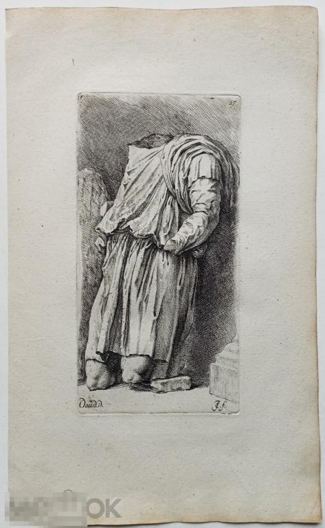 Гравюра 17 век Торс Скульптура Древний Рим Античность Офорт