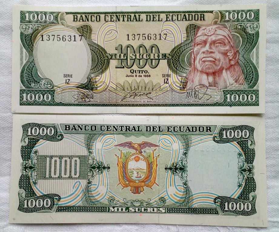 Эквадор 1000 сукре 1988 год UNC