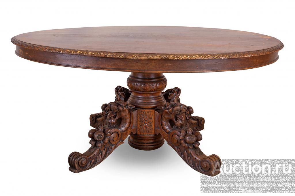 Резной обеденный стол на пьедестальной основе 25ЗЕН0681