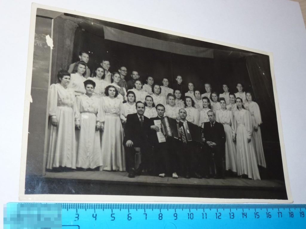 ГРУППОВОЕ ФОТО АНСАМБЛЬ АККОРДЕОН БАЯН 1952 ГОДА СОВЕТСКИЕ ЛЮДИ _