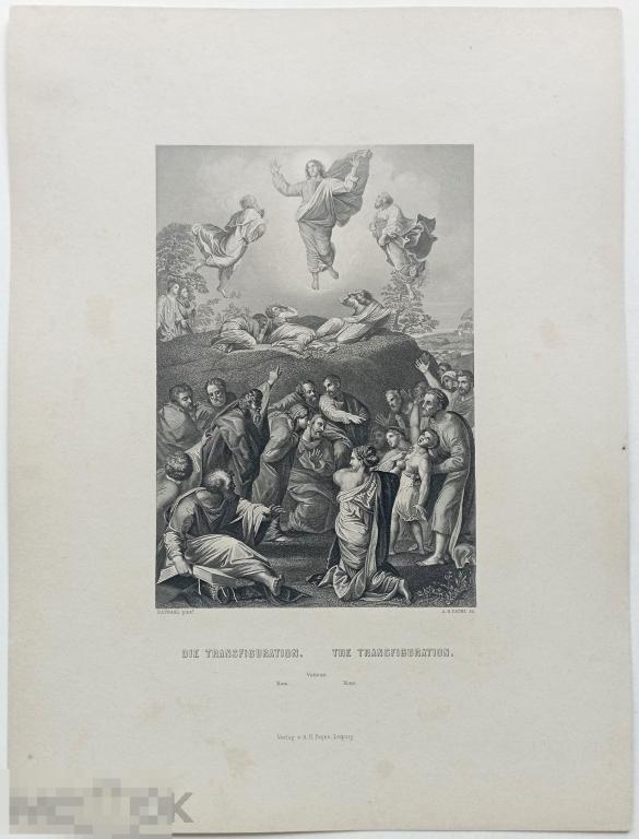 Рафаэль Преображение Господне Гравюра 19 век Музейная Живопись