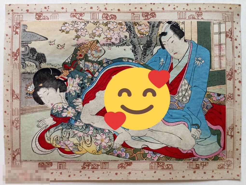 Японская Гравюра 19 век Эротика 18+ Сюнга Укиё-Э Ксилография