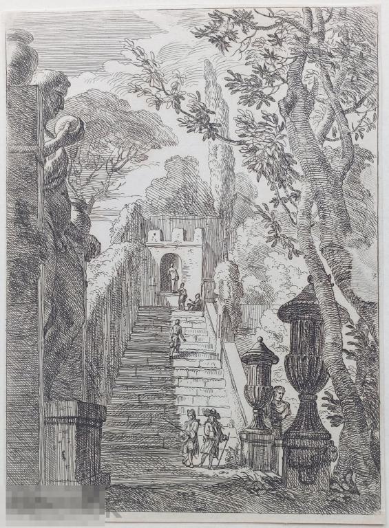 Ян Франс ван Блумен Скульптура Италия Пейзаж Гравюра 18-19 век Офорт