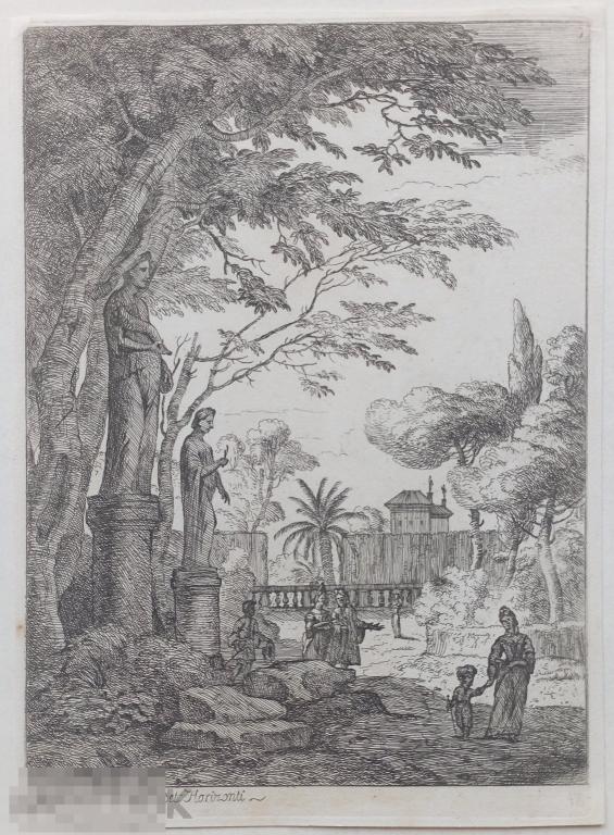 Ян Франс ван Блумен Скульптура Италия Пейзаж Гравюра 18-19 век Офорт