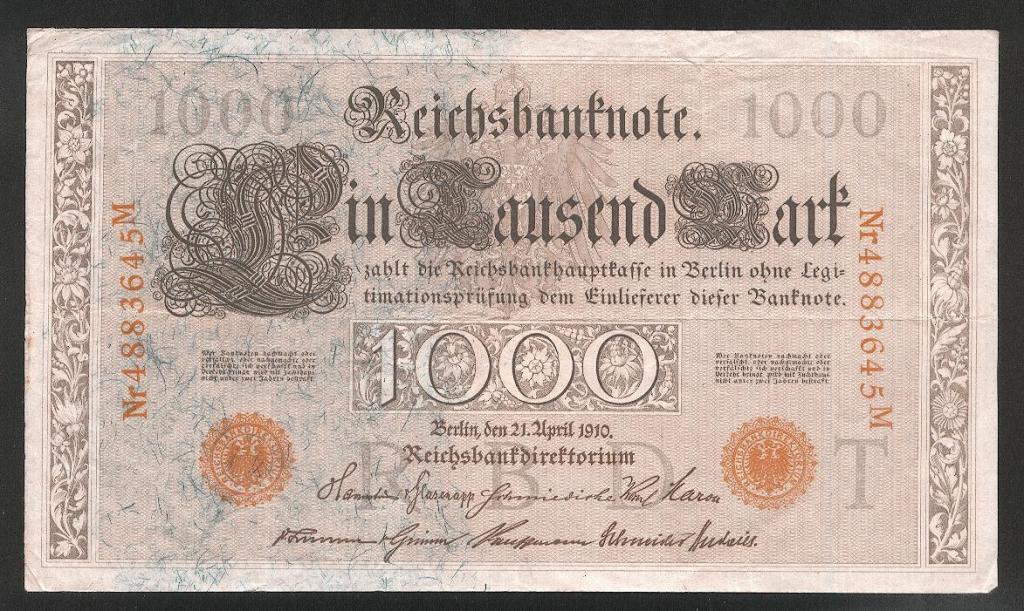 Германия 1000 марок 1910 год