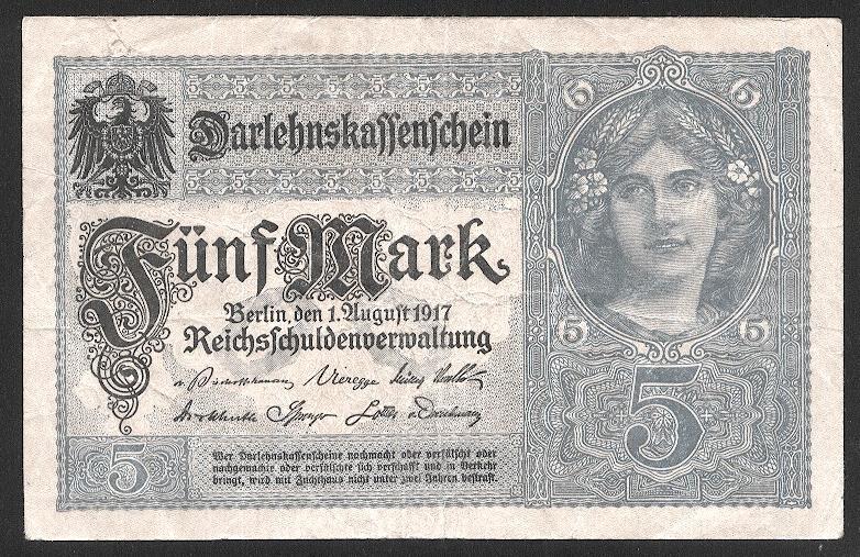Германия 5 марок 1917