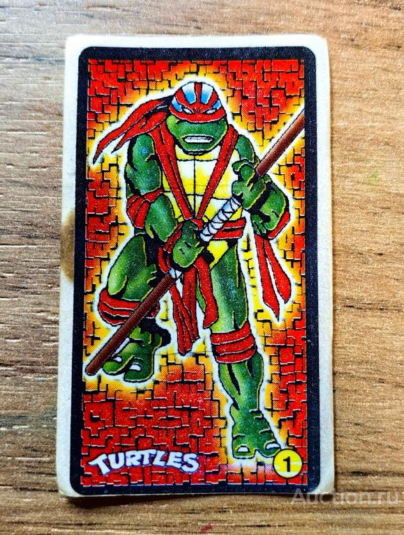 Вкладыш от жевательной резинки наклейка мультфильм Черепашки Ниндзя Turtles № 1