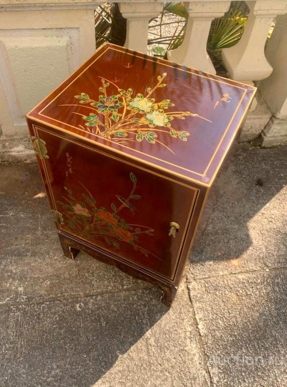 Винтажная тумба комод шинуазри Цветы и Птицы Катё-га
