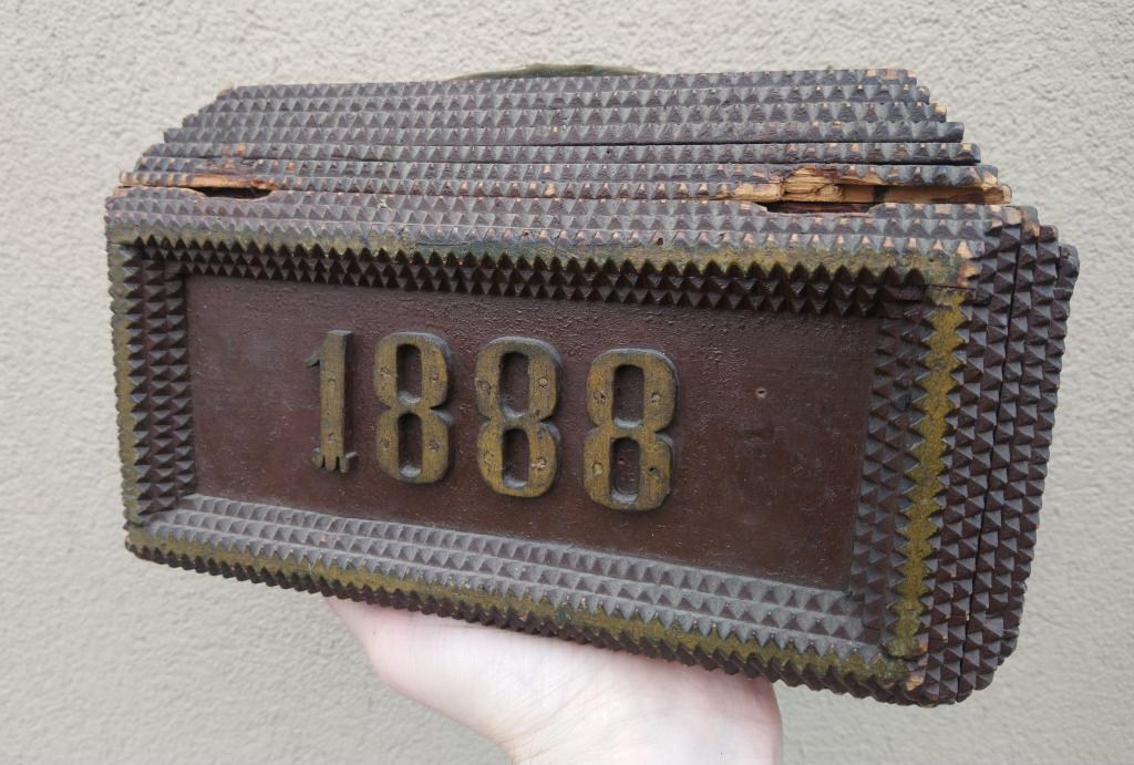 1888 год Старинная деревянная шкатулка Hofman резьба по дереву Германия