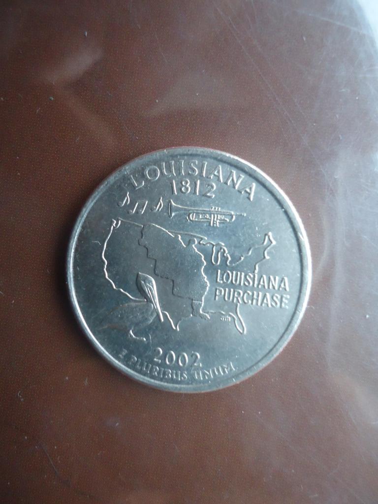 2002 г.  25 центов США. Луизиана
