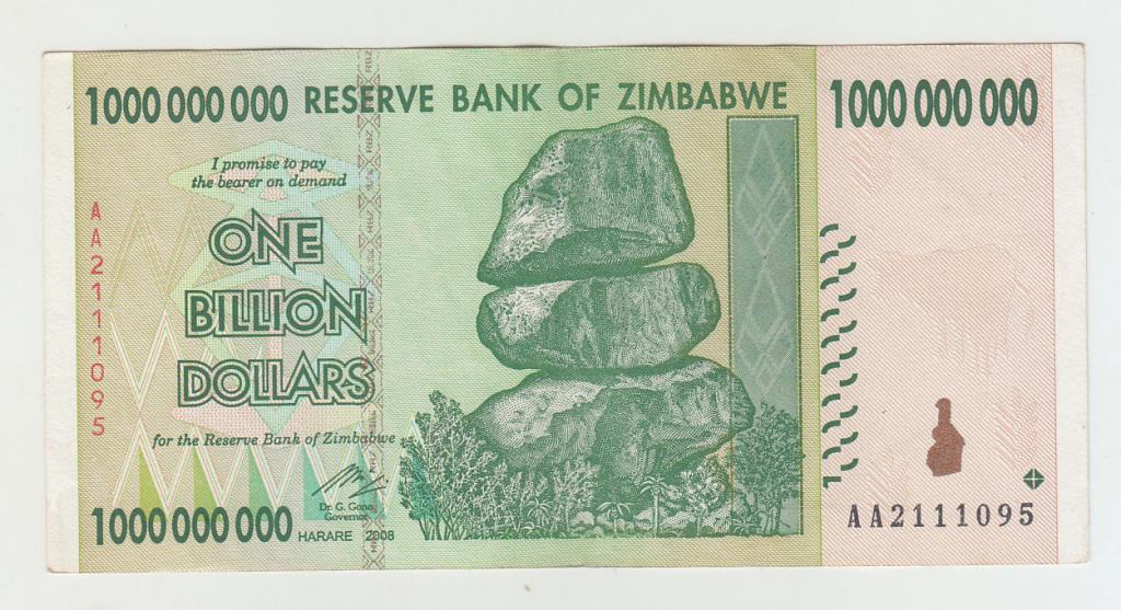 Зимбабве 1000000000 долларов 2008 из оборота _095