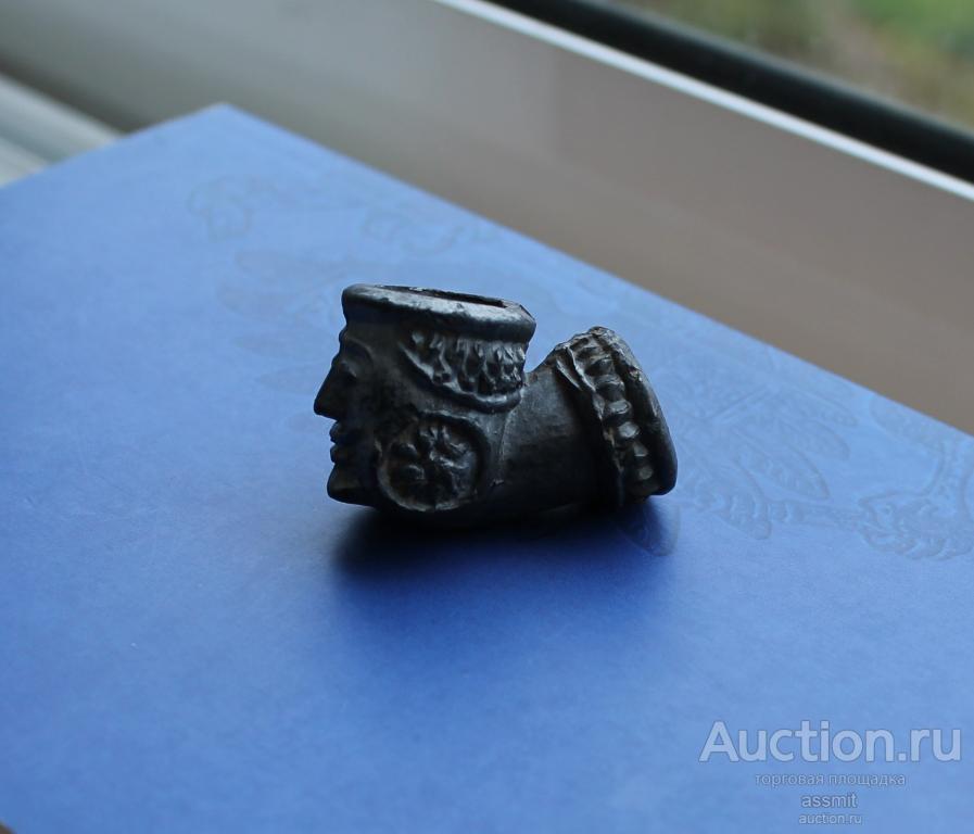 Старинная глиняная курительная трубка Голова человека Российская Империя до 1917 года (2)