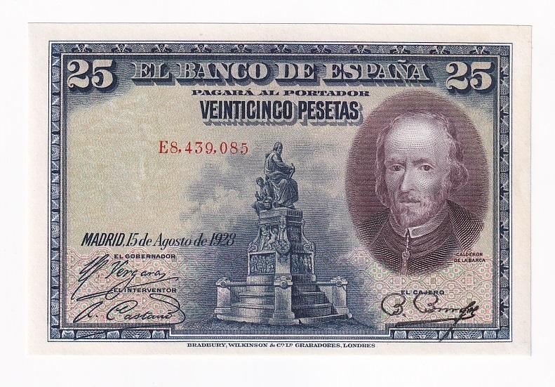 Испания 25 песет 1928 год Е8439085 UNC (43090)