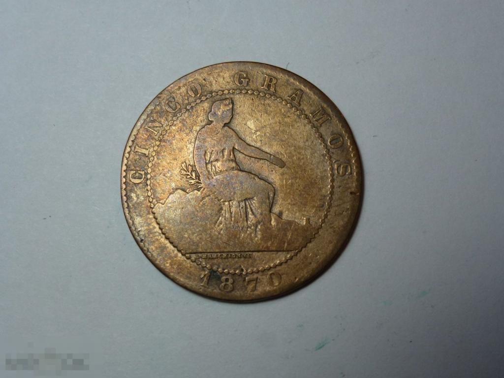 5 СЕНТИМОВ 1870 ГОДА ИСПАНИЯ